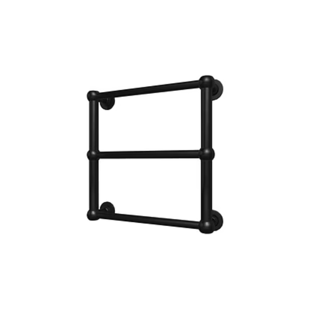 Product cut out image of the Radox Edwardian 480mm x 480mm Matt Black Heated Towel Rail